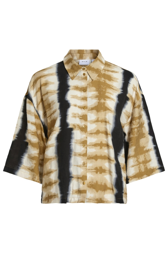 VIWRINKLE QU 3/4 SHIRT/PB 14108078 Bistre/QU